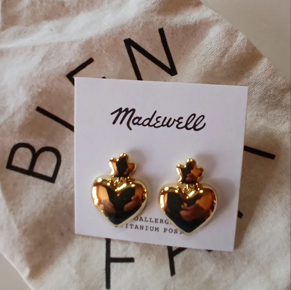 AMAZING💥❤️Madewell ❤️ Puffy Heart Statement Earrings - Picture 11 of 13